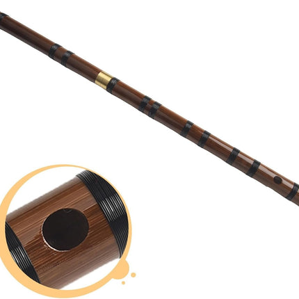Transverse Flute for Beginners – Lightweight Chinese Dizi Flute in G Key, Natural Hard For Woodwind Instrument with Brass Joints, Includes Membrane, Knot &