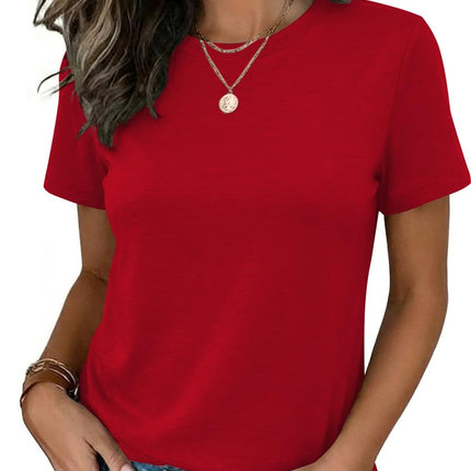 Womens Tshirt Short Sleeve Summer Tops Crewneck Casual Basic Tee Shirts Spring Clothes Trendy Outfit