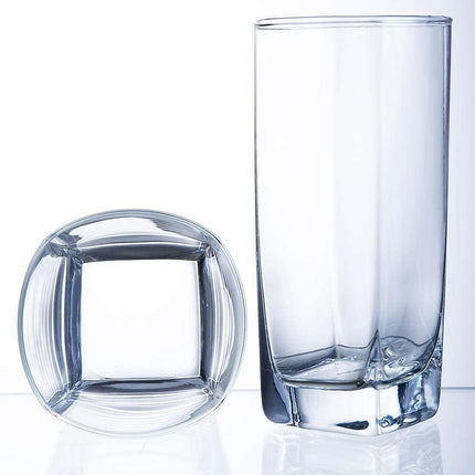 Square Everyday Drinking Glasses - Set of 16 Kitchen Drinkware Glass Cups.