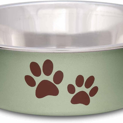 Loving Pets Bella Dog Bowls- Stainless Steel Dog & Cat Bowls - Spill Proof Dog Food Bowl, Cat Bowl, Puppy Essentials & Pet Supplies Great for Home & Travel (Small 10-20 lbs, Artichoke)