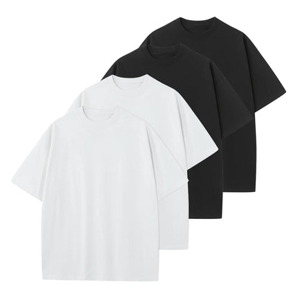 Men's Cotton T-Shirts Oversized Unisex Short Sleeve Crew Neck Loose Basic Tops Solid Athletic Tee