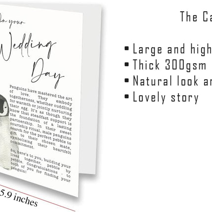 Penguin Wedding Card with Heartfelt Story and a Wooden Windcatcher Keepsake (Wedding)