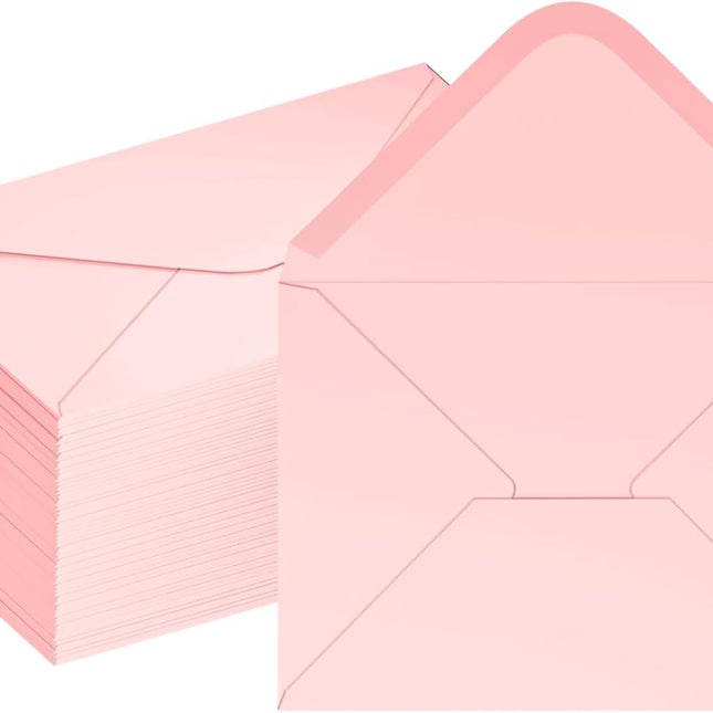 50 Count 4x6 Envelopes Pink, Contour Flap A4 Envelopes for Engagement Invites