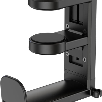 EURPMASK Rotating Headphone Stand - PC Gaming Headset Holder, Adjustable Clamp-on Under Desk Hanger With 360 Degree Swivel & Cable Clip Organizer - Black