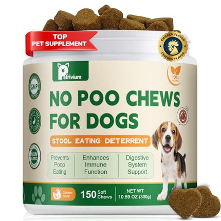 Amazon.com : Petrivium No Poo Chews - Coprophagia Deterrent for Dogs, No Poop Eating Deterrent for Dogs, Stopping Dog from Eating Poop Supplement with Probiotics &amp; Digestive Enzymes 150ct : Pet Supplies