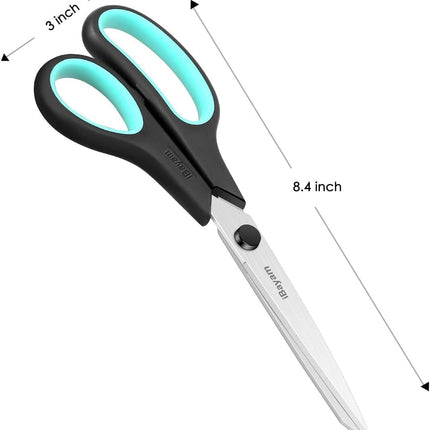 iBayam 3-Pack 8" Heavy Duty Scissors with Ultra Sharp Blades and Comfort Grip Handles - For Office, Home, School, Sewing, and Crafts