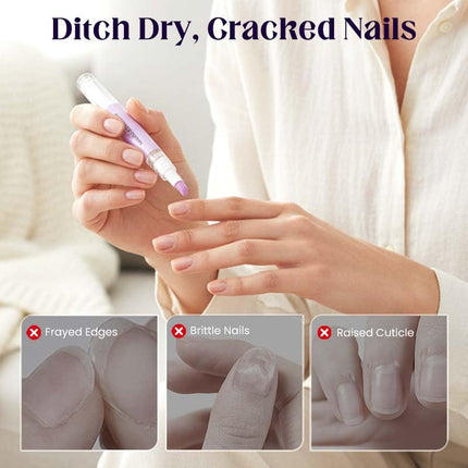 2-in-1 Cuticle Oil Pusher Pen, Nail Cuticle Pen Applicator, Cuticles Remover Pens for Dry Damaged Nails, Hangnails, Moisturize Strengthen Brighten (1pc)