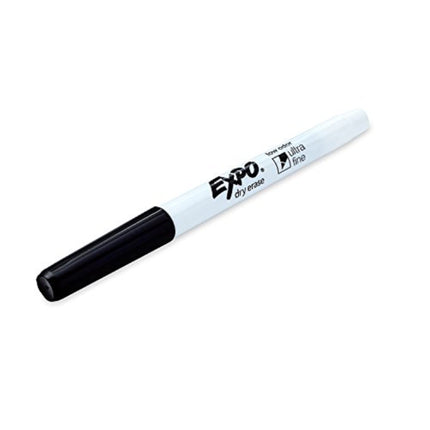 Dry Erase Markers, Low Odor Ink, Black, Ultra Fine Tip, 4 Count