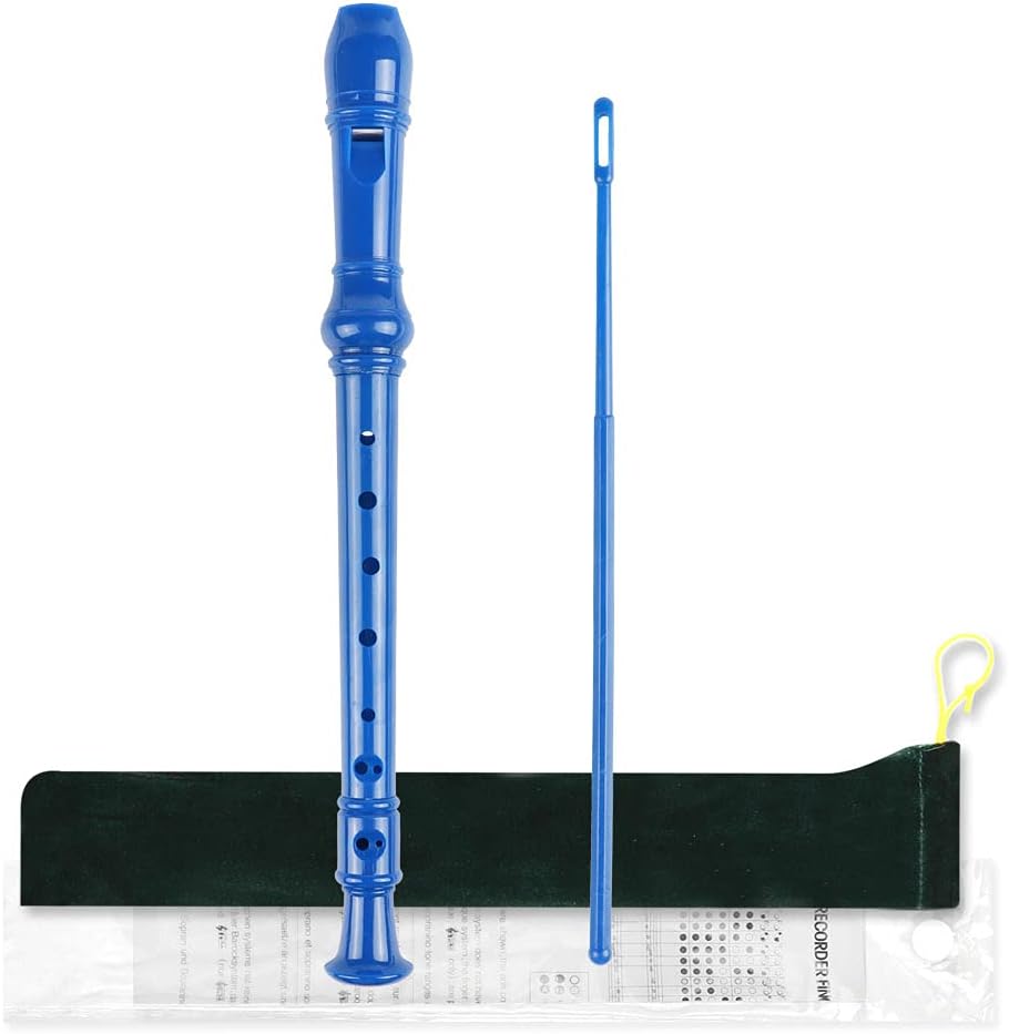 Blue German Style Soprano Recorder in C Key