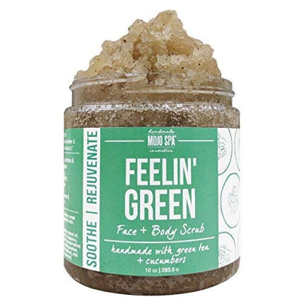 Mojo Spa Feelin Green Small Gift Set | 2 Handmade Natural Bath and Body Products | Face and Body Scrub, Body Soap