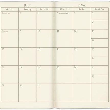 Gallery Leather Pocket Monthly Planner 2024, Elegantly Bound Calendar Planner and Notebook with Stylish Gold-Gilded Page Edges, 18 Months - Acadia Hydrangea - 6 x 3.25 "