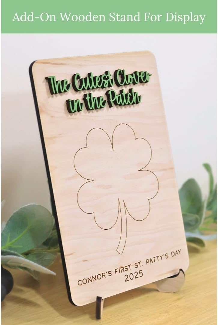 St Patrick's Day Baby Footprint Plaque, Baby Keepsake DIY Craft for Children (Lucky Charm)