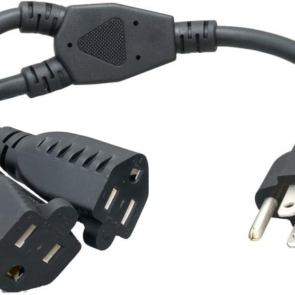 Cablelera Power Cord Extension and Splitter, NEMA 5-15P to NEMA 5-15R x 2, 16 AWG, 13A, 125V (ZWACPQAG-14) Black