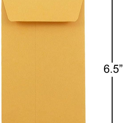 JAM PAPER #7 Coin Business Envelopes - 3 1/2 x 6 1/2 - Brown Kraft Manila - 50/Pack