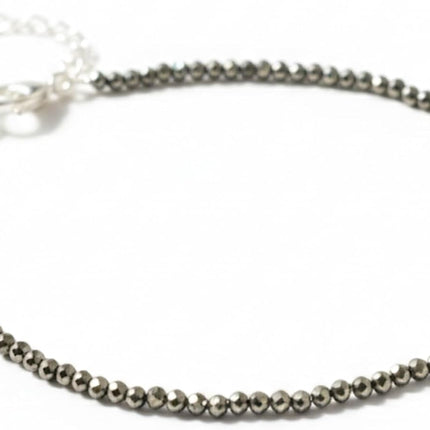 Genuine 2mm Pyrite Anklet: Dainty Faceted Crystal Ankle Bracelet for Abundance & Protection - Minimalist Boho Sparkle Jewelry - Perfect Spiritual Gift for Her Birthday Gift