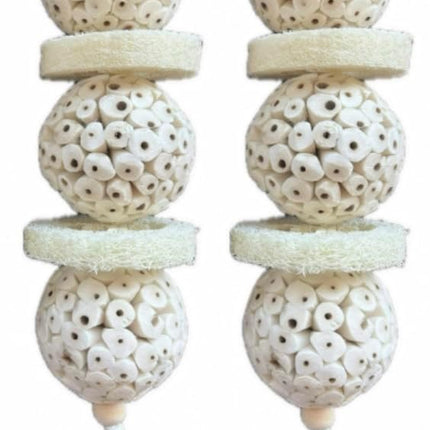 Shred & Destroy Natural Bird Toy - Double Texture Soft & Crunchy - Sola Ball and Loofah Plant - Medium Birds - Cockatiels, Conures - 2 Pack