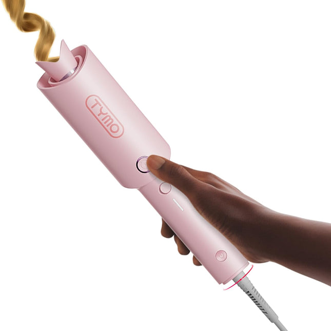 Automatic Rotating Curling Iron - Beach Waves Curling Wand, Portable Hair Curler, 500 Million Ionic, Dual Voltage & Lightweight for Travel, Ceramic Coating, 1 Inch, Pink