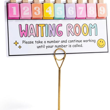 KACIOLA STUDIO Teacher Classroom Management Tools, Waiting Room Sign with Wooden Number Clips, Teacher's Helper Waiting Room Poster, Please Take a Number Classroom Poster for Student Management-Cute