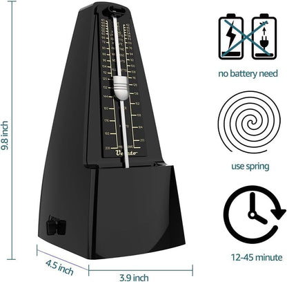Mechanical Metronome Black/Loud Sound Piano Drum Violin Guitar - photo 2