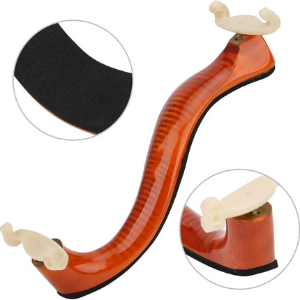 AKLOT Violin Shoulder Rest 4/4 & 3/4: Made of solid white pine, Burgundy Tiger Stripe Finish, Thick Breathable Sponge, Silicone Clamps Won’t Damage Varnish, Ergonomic Design (07）