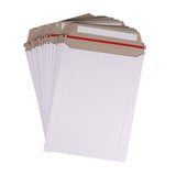 100 Pack 6X8 inch Self Seal Photo Document Mailers Stay Flat White Cardboard Envelopes White Photography Mailers for CD, Photos, Document