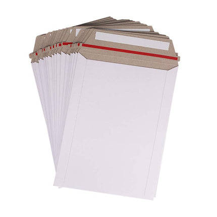 100 Pack 6X8 inch Self Seal Photo Document Mailers Stay Flat White Cardboard Envelopes White Photography Mailers for CD, Photos, Document
