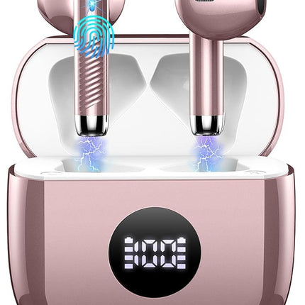 Wireless Earbuds, Bluetooth 5.4 Ear Buds, LED Power Display, 6D Bass Stereo