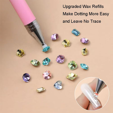 Rhinestone Picker Tool, Refillable Wax Pen with 1 Additional Pack of Wax Refills, Rhinestone Pickup Pen for Diamond Art Painting and Nail Art Design