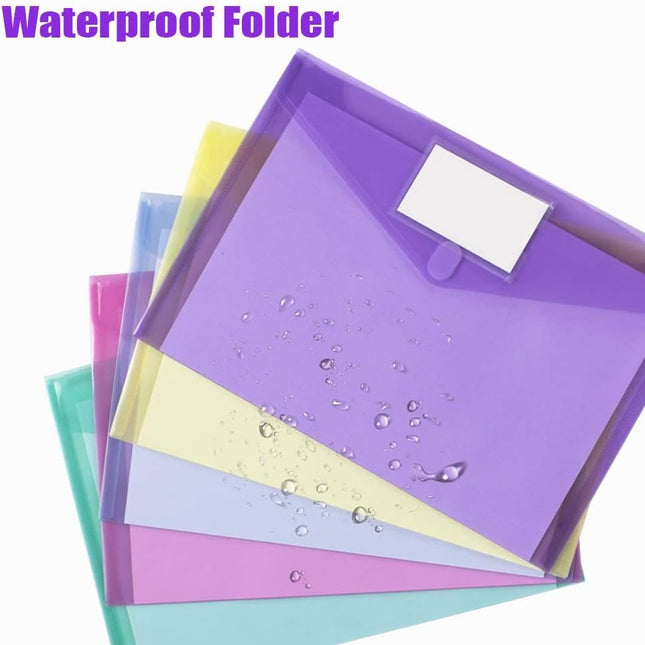 5 Pack File Folders, Clear Poly Envelopes Plastic Folders