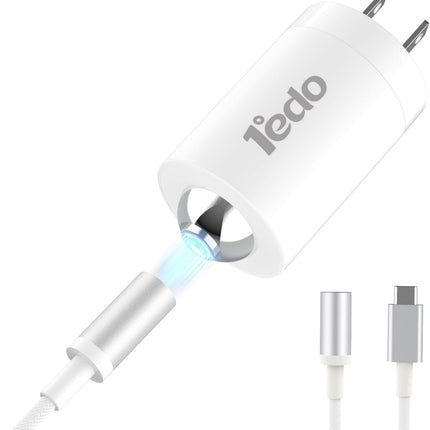 Magnetic Wall Charger for iPhone, 1°edo GaN 30W Fast USB C Charger Block, PD 3.0 QC 4.0 Foldable with 6FT Cable Magnetic Fast Charger for iPhone 17/16 and More Series, Samsung Galaxy, iPad (White)