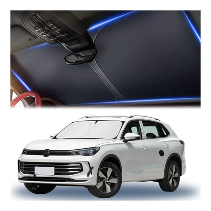 300T Thickened Automotive Glass Sunshade and Comes with Storage Bag,Keep Car Interior Cool,Universal Windshield Sun Shade Fit for Cars,Trucks,SUVs (L: 57.08 * 31.5 inch)