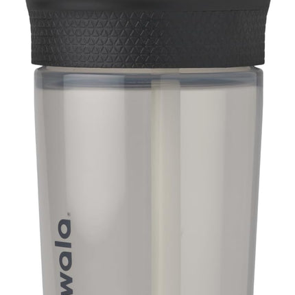 Owala Kids BPA-Free Plastic Tumbler with Spill Resistant Flexible Straw, Easy to Clean, Kids Water Bottle, Great for Travel, Dishwasher Safe, 15 Oz, Black and Gray (Skate Park)
