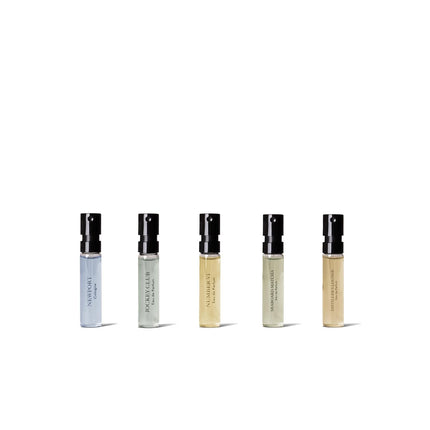 Caswell-Massey Fragrance Discovery Collection for Men – 5-Piece Sample Set – Number Six, Jockey Club, Newport, Distiller’s Lounge & Seaboard Matcha