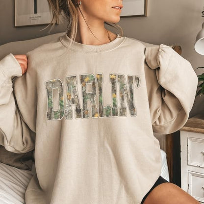 Unisex Darlin’ Camo Sweatshirt for Women – Western Country Graphic Crewneck Camouflage Southern Pullover - photo 4