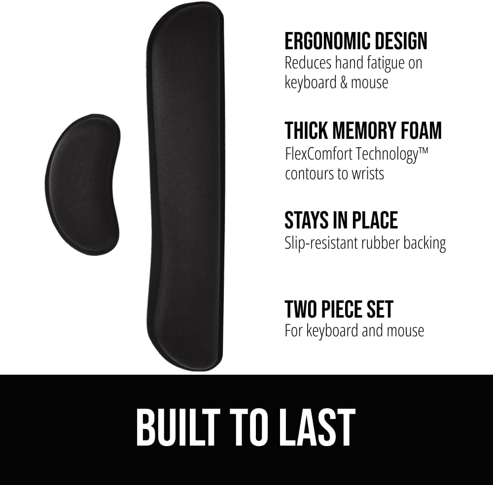 Silky Memory Foam Wrist Rest for Computer Keyboard, Mouse, Ergonomic Design for Typing Pain Relief, Desk - photo 2