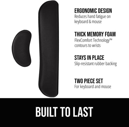 Silky Memory Foam Wrist Rest for Computer Keyboard, Mouse, Ergonomic Design for Typing Pain Relief, Desk - photo 2