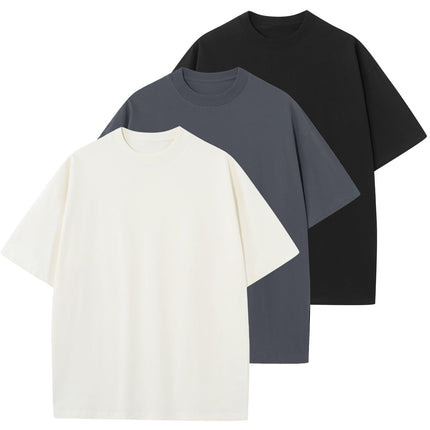 Men's Cotton T-Shirts Oversized Unisex Short Sleeve Crew Neck Loose Basic Tops Solid Athletic Tee