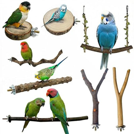 Amazon.com : 8PCS Natural Bird Perches for Cage, Parakeet Perches Set, Birds Toys, Natural Wood Perch for Small Birds Cages, Bird Cage Accessories, Parrot Stand for Cockatiels,Conure,Lovebird, Budgie Toys : Pet Supplies