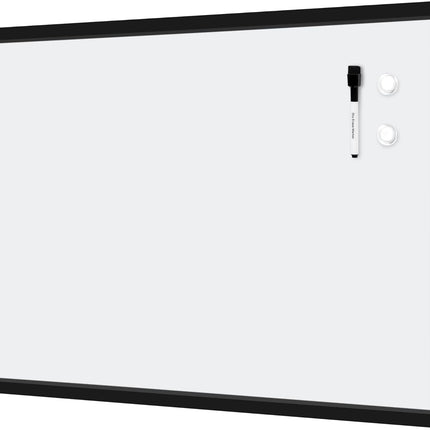 Amazon Basics Magnetic Dry Erase Whiteboard, 35"W x 23"H, Black Wooden Frame, Wall-Mounted for Writing and Presentation