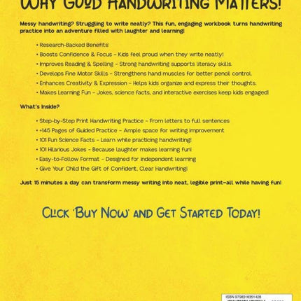 The All-in-One Print Handwriting Workbook for Kids: 145 Fun Pages to Master Writing Skills in Just 15 Minutes a Day with Jokes, Science Facts, Real Prompts & More