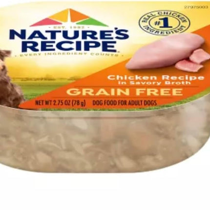 Nature's Recipe Grain Free Chicken Recipe in Savory Broth Wet Dog Food, 2.75 oz. Cup, 12 Count