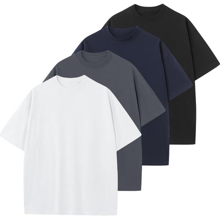 Men's Cotton T-Shirts Oversized Unisex Short Sleeve Crew Neck Loose Basic Tops Solid Athletic Tee
