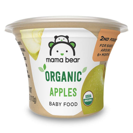 Amazon Brand - Mama Bear Organic Baby Food Apples, vegetarian, 4 ounce (Pack of 1) Cup