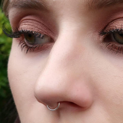 EnCharmed 925 Sterling Silver or 14k Gold Filled Fake Clip on Nose Ring, Handmade 20 Gauge Tiny Faux Non Piercing Huggie Hoop