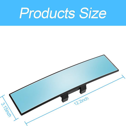 Car Rearview Mirror, 12 Inch Panoramic Wide Angle Anti-Glare, Clip on Auto Rear View Mirror, HD Clear Convex Surface, Car Interior Accessories Universal for SUV, Truck, Van, Vehicles (Blue)