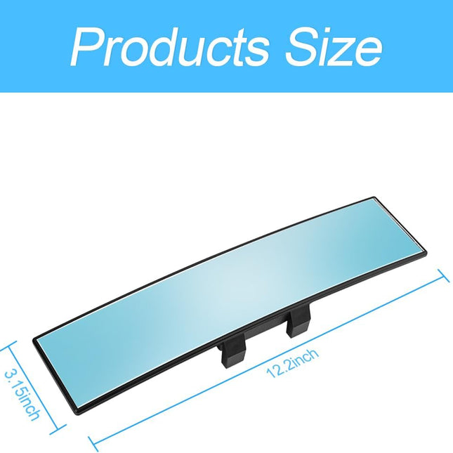 Car Rearview Mirror, 12 Inch Panoramic Wide Angle Anti-Glare, Clip on Auto Rear View Mirror, HD Clear - photo 2