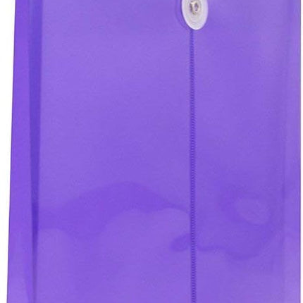 JAM PAPER Plastic Envelopes with Button & String Tie Closure - Letter Open End - 9 3/4 x 11 3/4 - Assorted Colors - 6/Pack