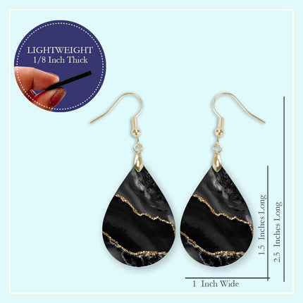 Dangle Earrings for Women Colorful Dangling Drop Statement Jewelry Printed MDF Wood Teardrop Double Side Print Handmade by The Painted Pug