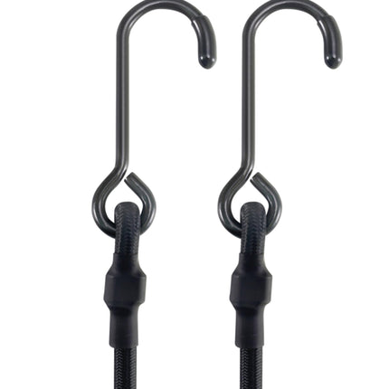 Lucky Straps 48" Black Adjustable Carabiner Bungee Cords with Hooks, 8 Pack