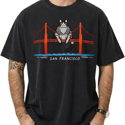 Ryan Gosling B Kliban Cat San Francisco Golden Gate Shirt, Golden Gate Bridge Cat Shirt